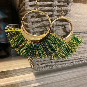 TASSEL Earrings Dangle Stud Mardi Gras CArnival